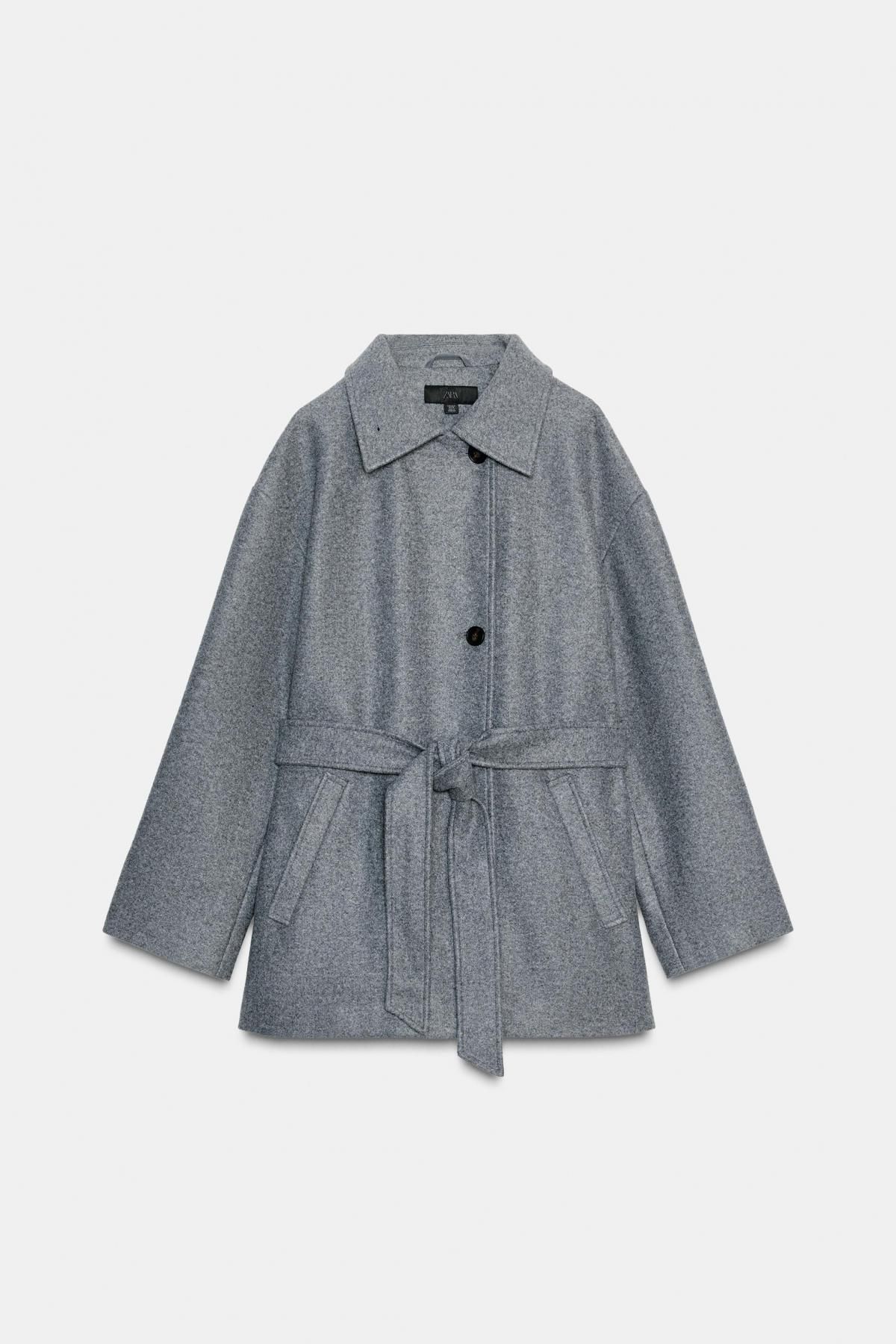 자라 소프트 더블포지션 카라 벨트 코트 8073/281 GREY - 메인 이미지