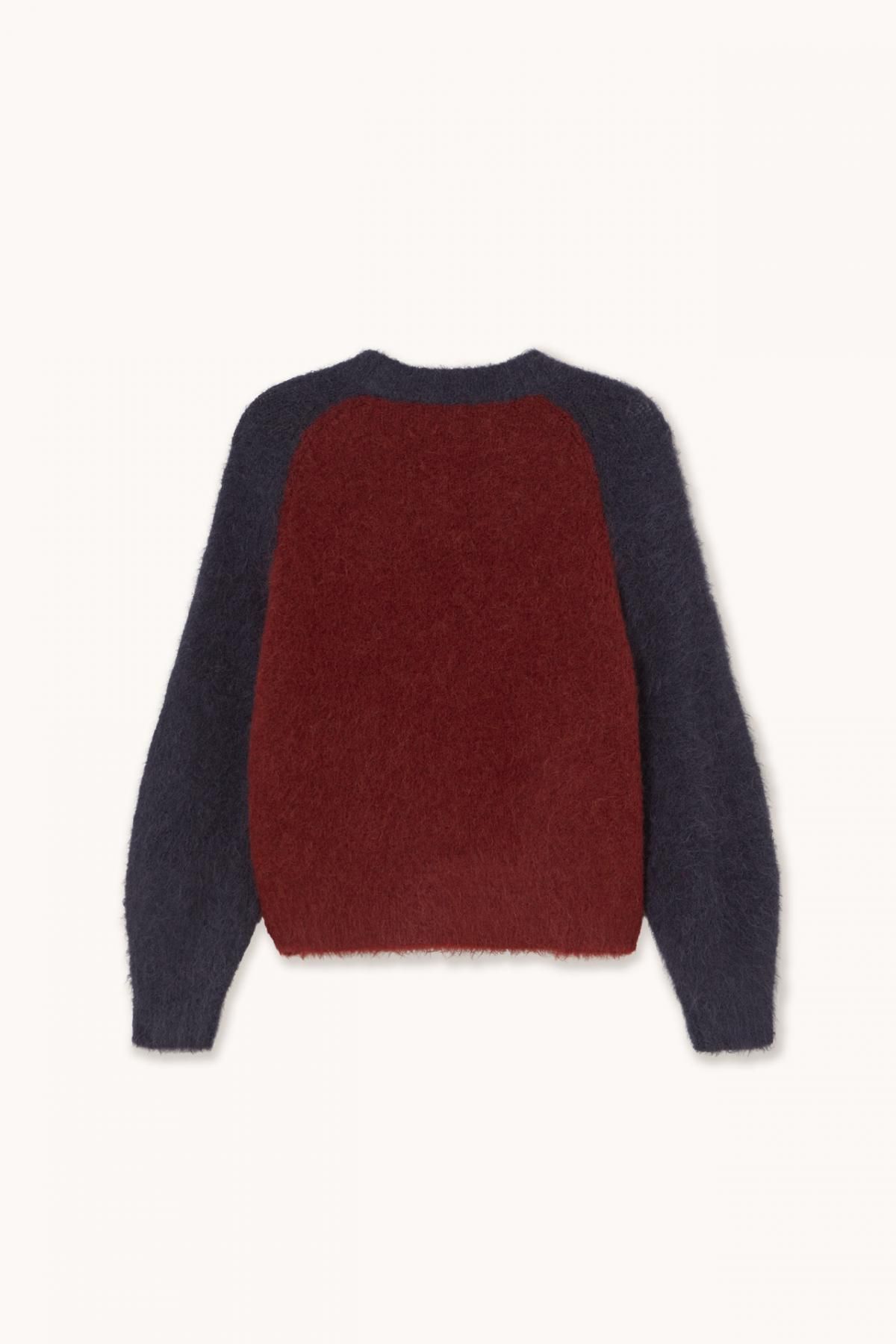 타이니코튼 컬러블록 버건디 네이비 라운드넥 니트 스웨터 AW25-671S21 ONE COLOR - 상세 이미지 2