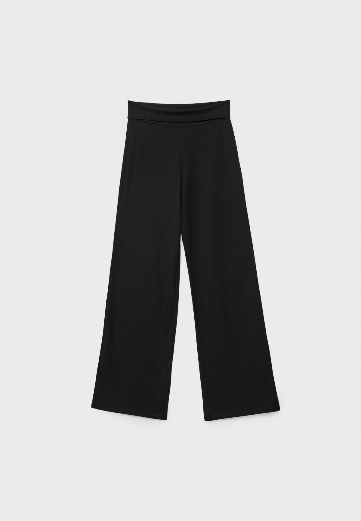 스트라디바리우스 하이웨이스트 메쉬 폴드오버 스트레이트핏 팬츠 4548/525 BLACK - 상세 이미지 2