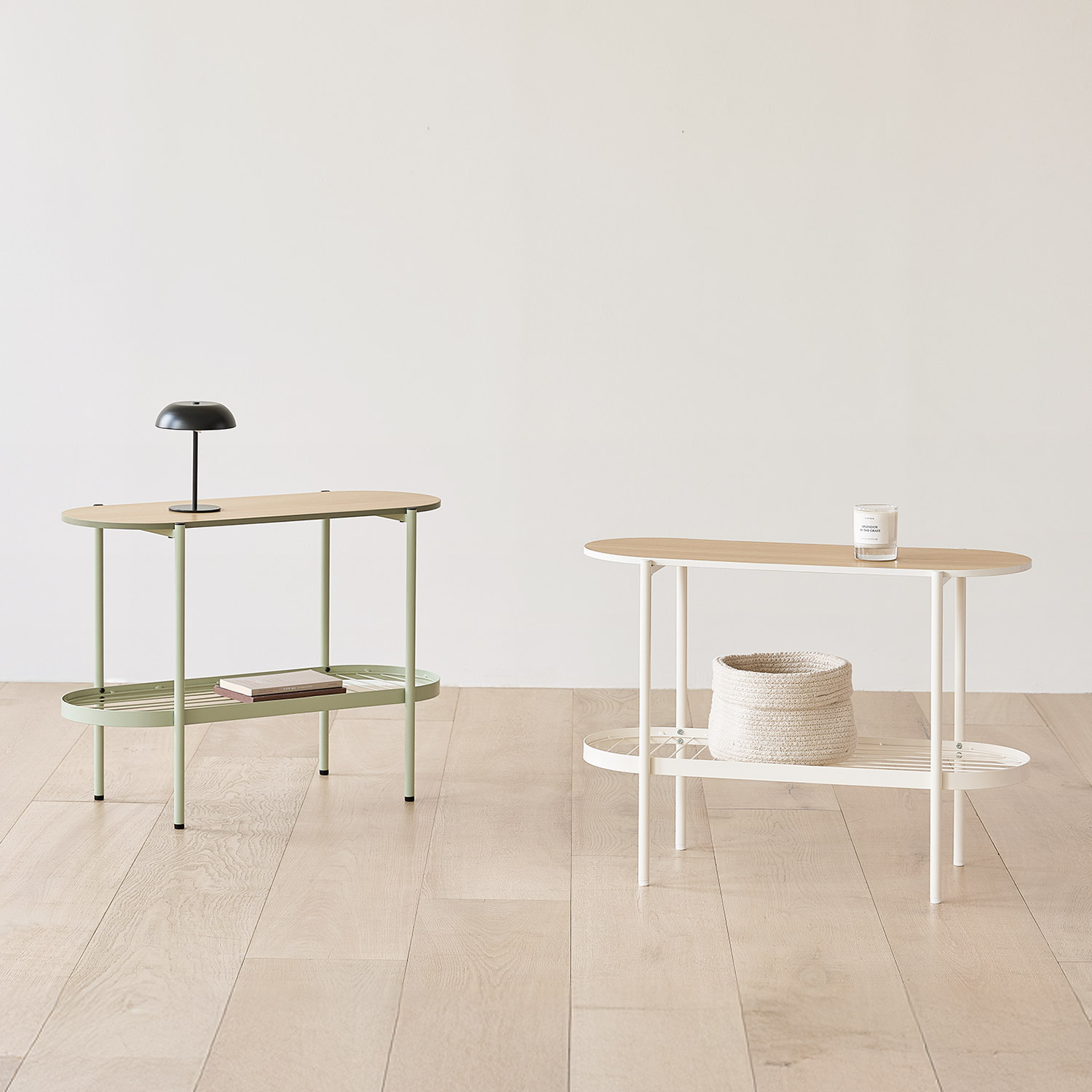 코벤트 타원형 화분 철제 선반 정리대 플랜트 800x340x570, 2단, 화이트 - 상품 이미지