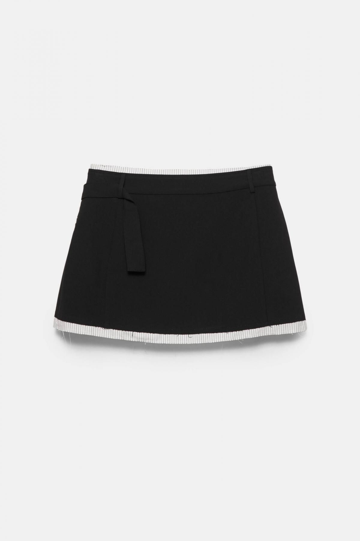 풀앤베어 스트라이프 콤비 파레오 미니 스커트 7400/347 BLACK - 상세 이미지 3