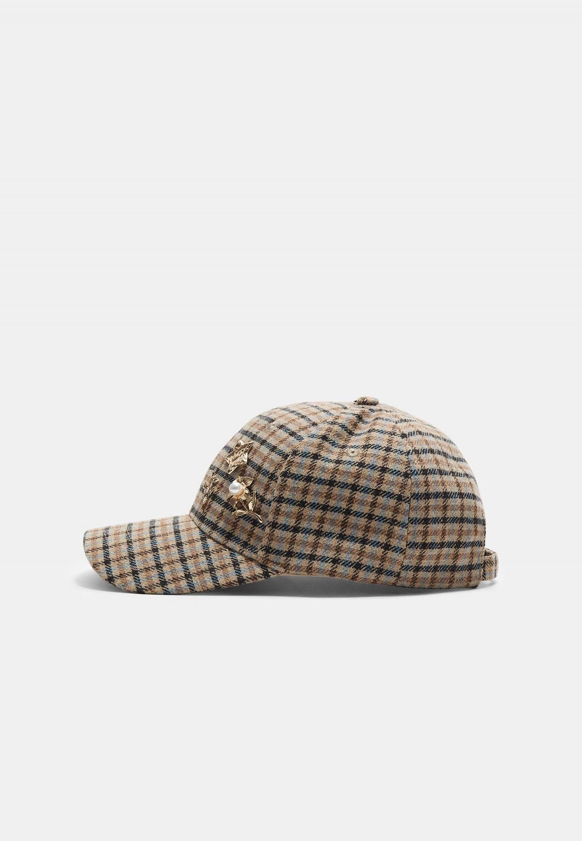 스트라디바리우스 클래식 체크 브로치 디테일 캡모자 3847/903 BROWN - 상세 이미지 3