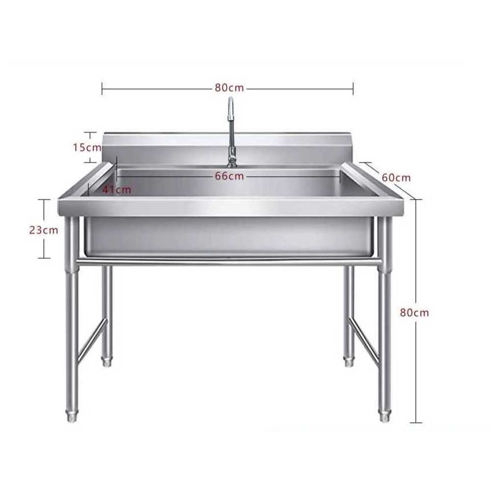 업소 주방 대형 개수대 싱크대 식당 조리용 세척 작업 800x600x800mm - 상세 이미지 4