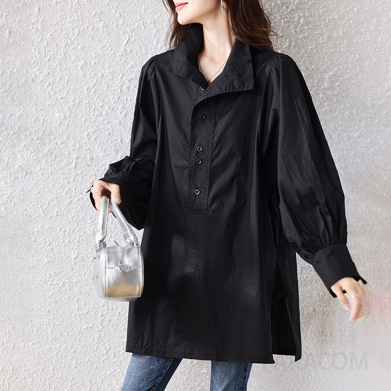 여성 가을 캐주얼 코튼 긴팔 셔츠 오버핏 스타일 구김 없는 데일리 남방 다용도 활용 가능한 편안한 착용감의 기본 아이템 - 상세 이미지 2