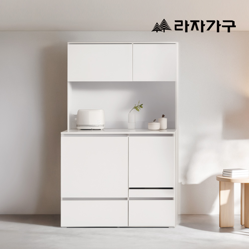 라자가구 모드리안 도어형 광파오븐 렌지대+밥솥장+상부장 1000 주방수납장 세트
