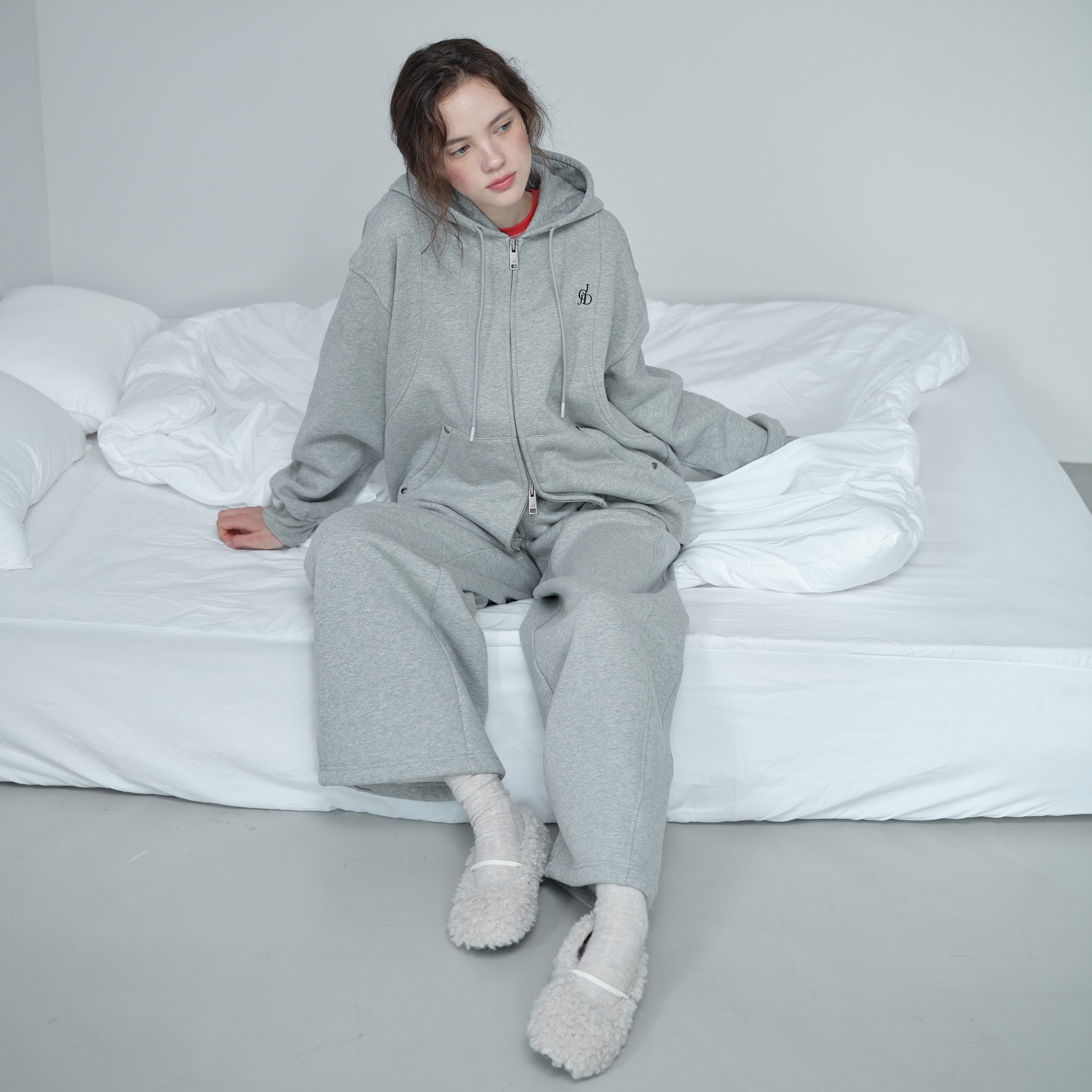 [N도착보장][쥬시쥬디][SET] 기모 져지 후드 집업 + 팬츠 셋업 JZST7005 이미지 3