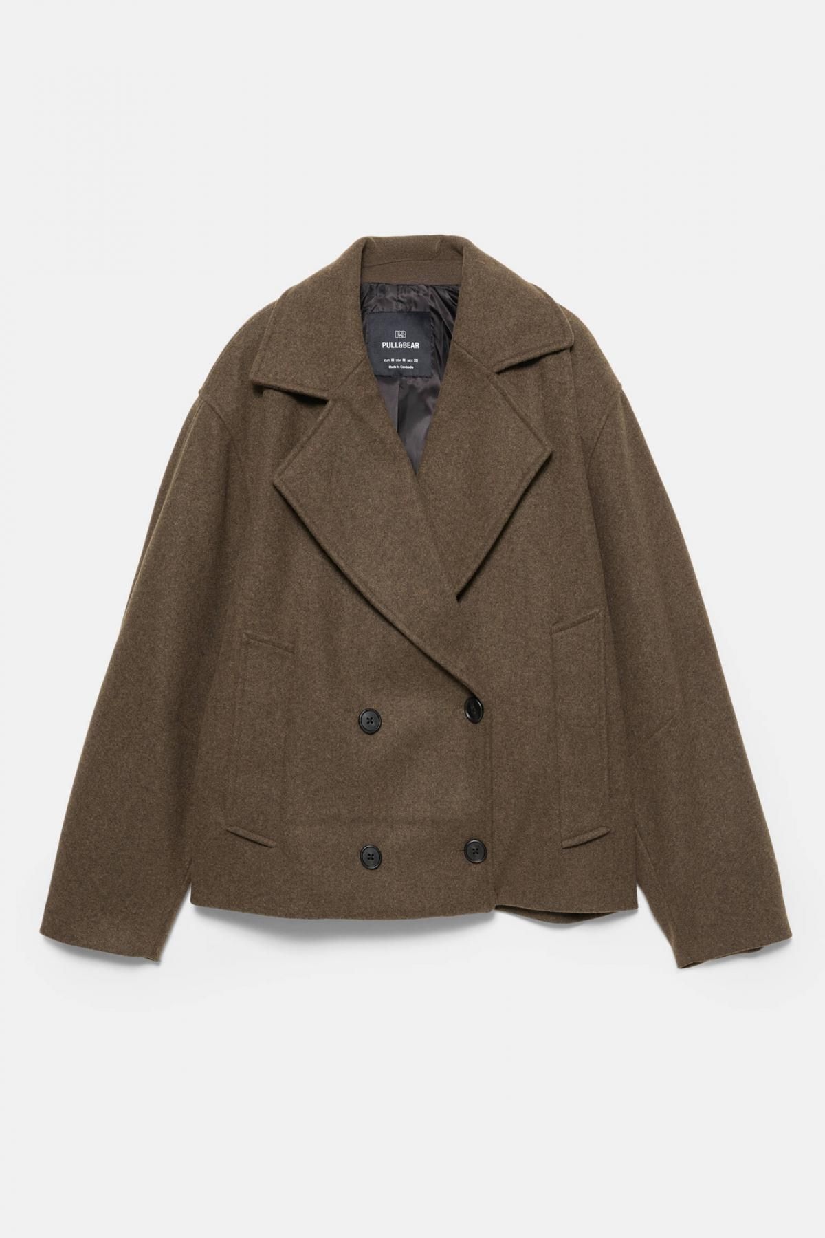 풀앤베어 울 블렌드 테일러드 더블 버튼 숏 코트 7800/311 MOLE BROWN - 상품 이미지