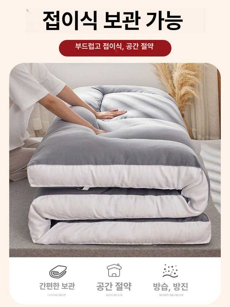 토퍼 매트리스 침대커버 대형 매트릭스 두툼한 토퍼매트리스 침대매트리스 싱글매트리스 접이식 다크그레이 4cm 90x190cm 학생 기숙사 - 상세 이미지 4