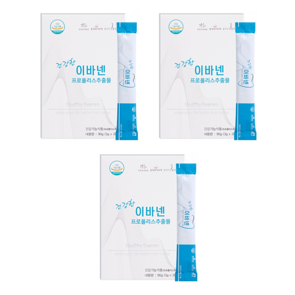 건강한 이바넨 프로폴리스 추출물 덴티플러스 덴티구강 가루 스틱 약1개월 30포, 3개 - 상품 이미지