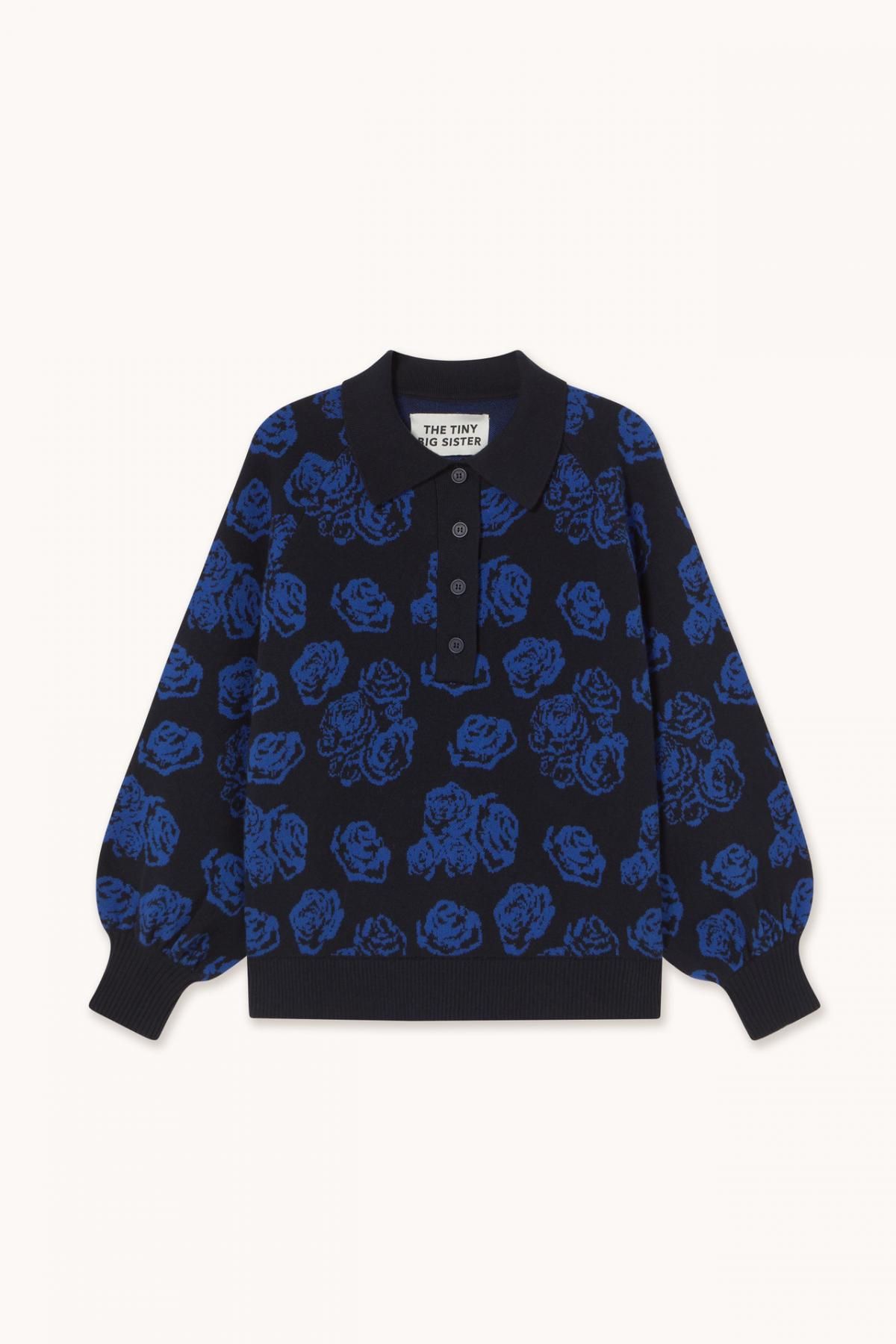 타이니코튼 네이비 테크니컬 플라워패턴 폴로 니트 스웨터 AW25-726107 ONE COLOR - 상품 이미지