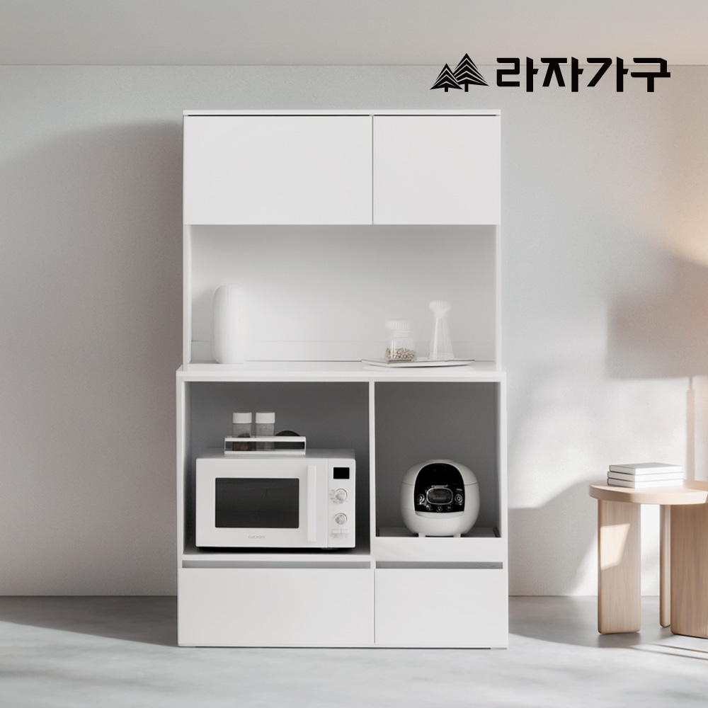 라자가구 모드리안 오픈형 광파오븐 렌지대+밥솥장+도어형상부장 1000 주방수납장 세트