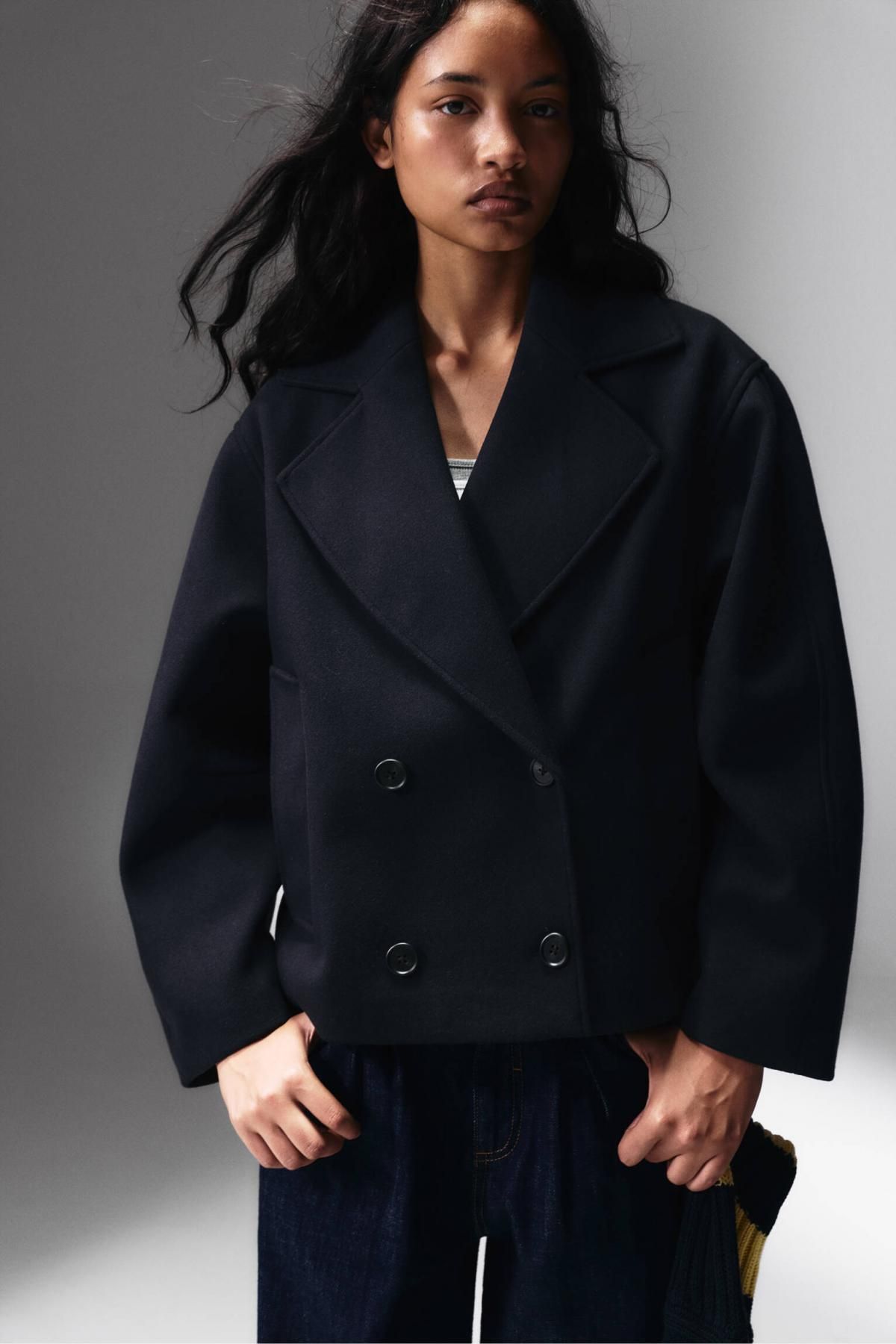 풀앤베어 모던 더블버튼 숏 코트 7800/311 NAVY - 상세 이미지 2