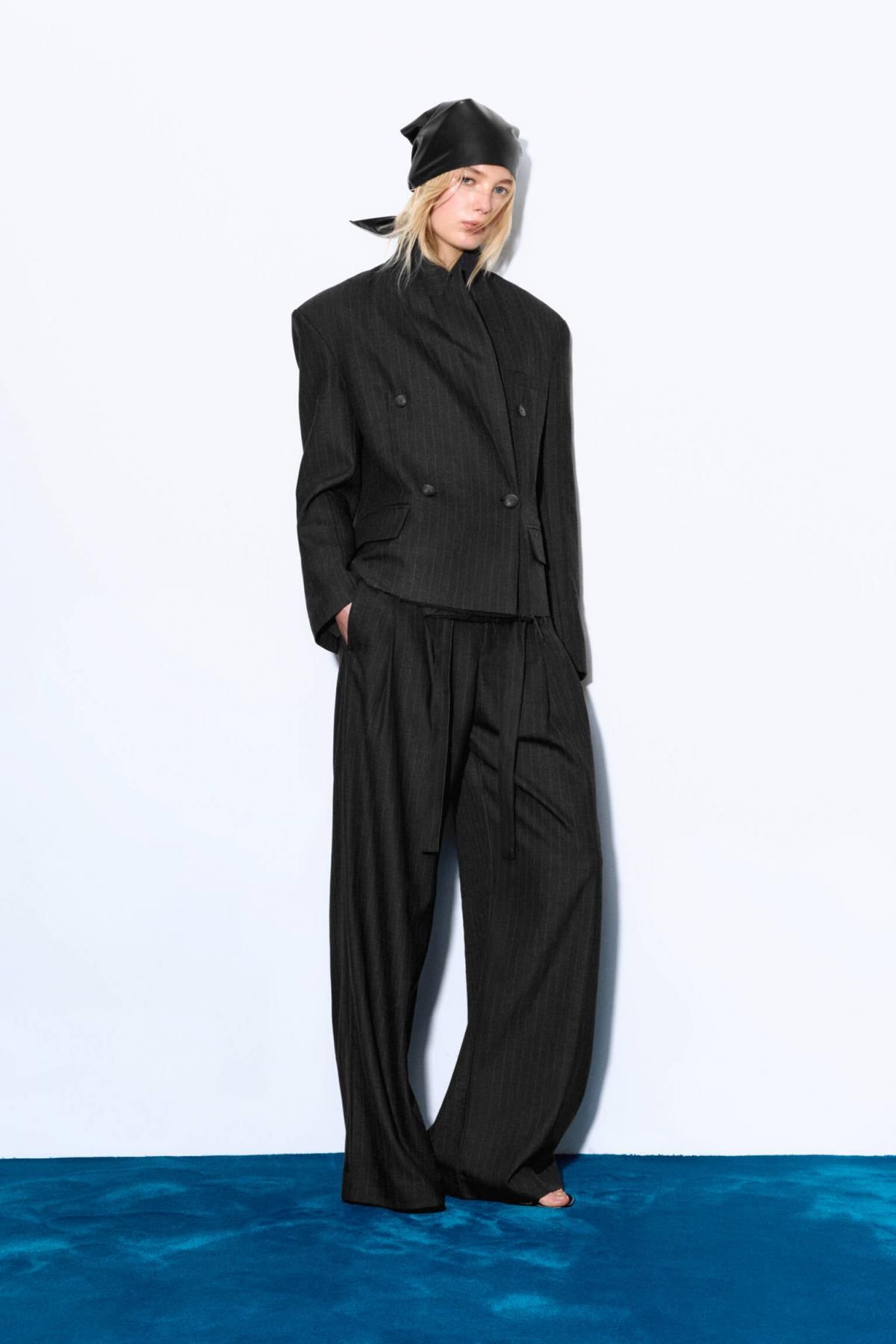 풀앤베어 와이드 하이웨이스트 핀스트라이프 스마트 팬츠 7674/335 STRIPED - 상세 이미지 2