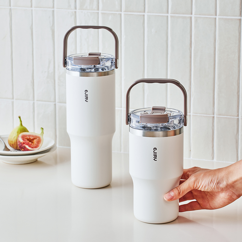 [오픈특가] 에지리 토트 스테인리스 텀블러 (세척솔 포함) 860ml, 아이보리, 1개 - 상세 이미지 4