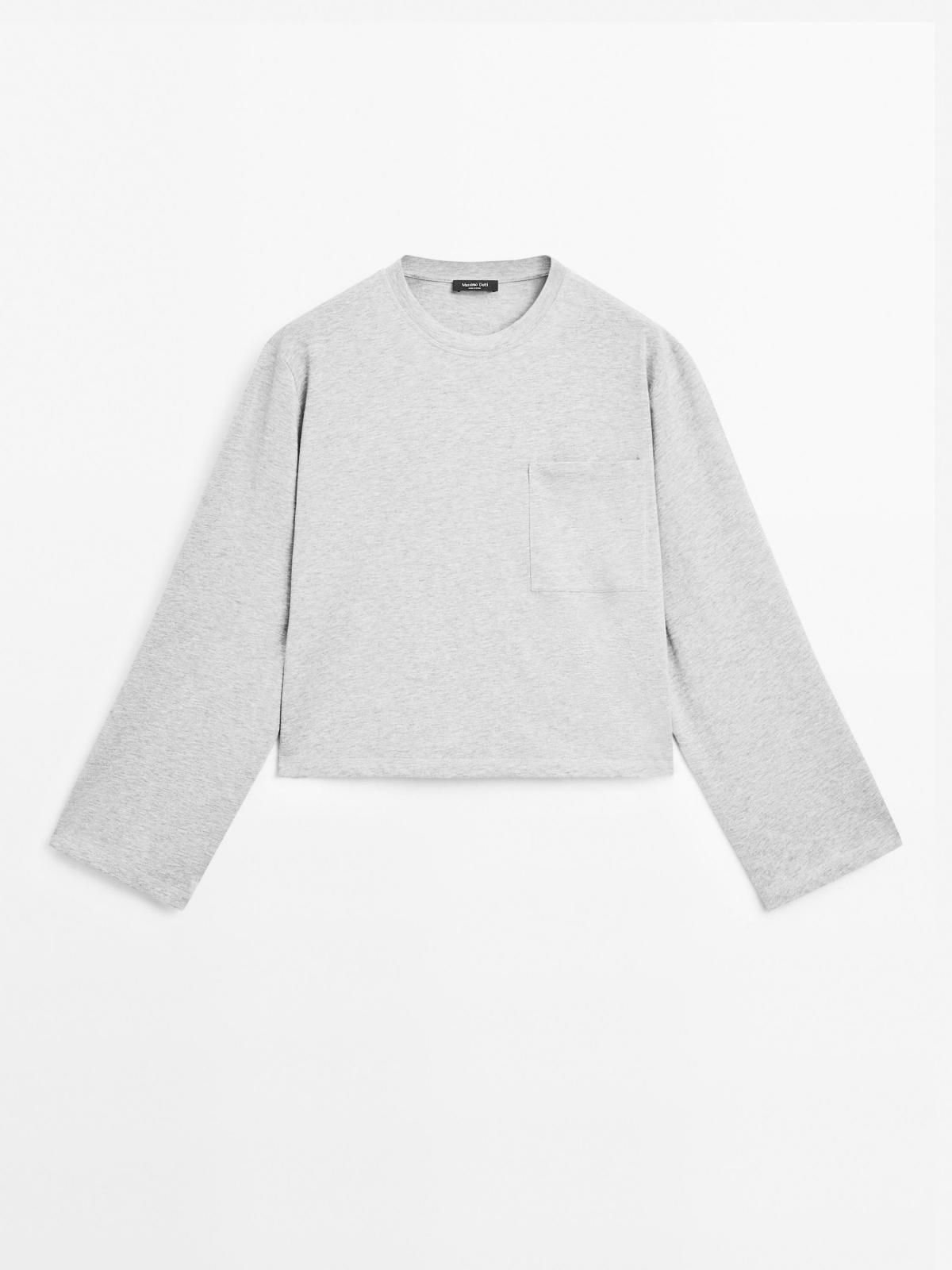 마시모두띠 오버사이즈 라이트그레이 포켓 긴팔 티셔츠 6256/306 GREY MARL - 상품 이미지