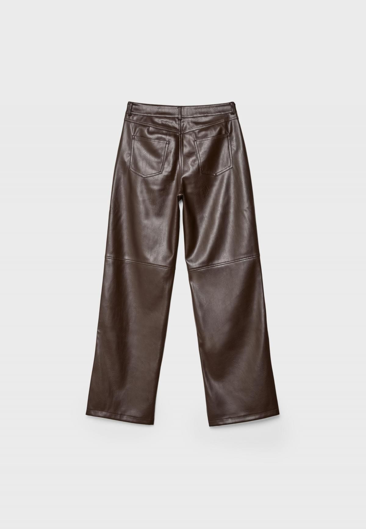 스트라디바리우스 테크니컬 텍스처 레더 스트레이트 팬츠 4565/870 BROWN - 상세 이미지 2