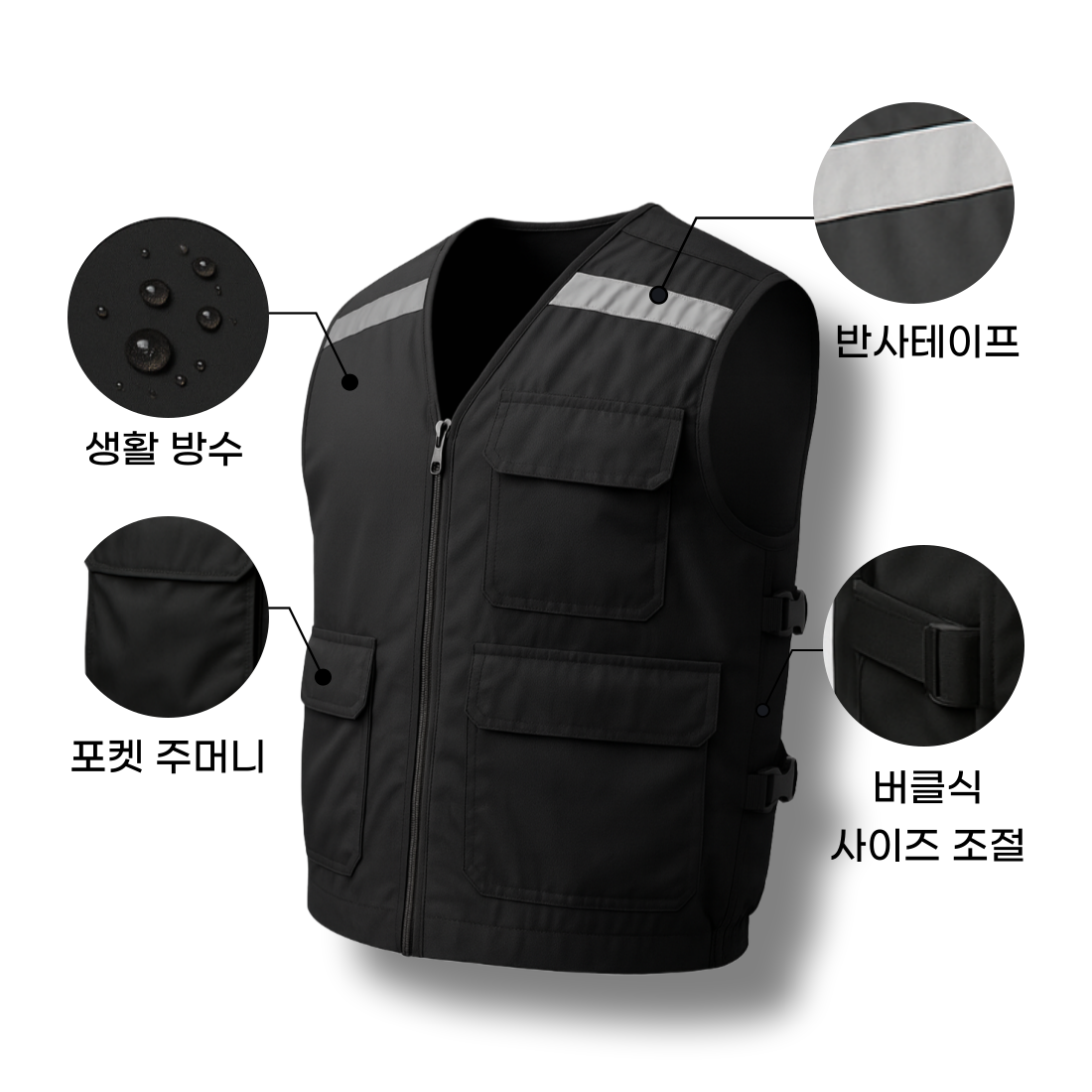에브리굿 쿨앤핫 작업복 등산 아웃도어 스포츠 일상 핫팩 아이스팩 조끼 핫 블랙, XL - 상세 이미지 2
