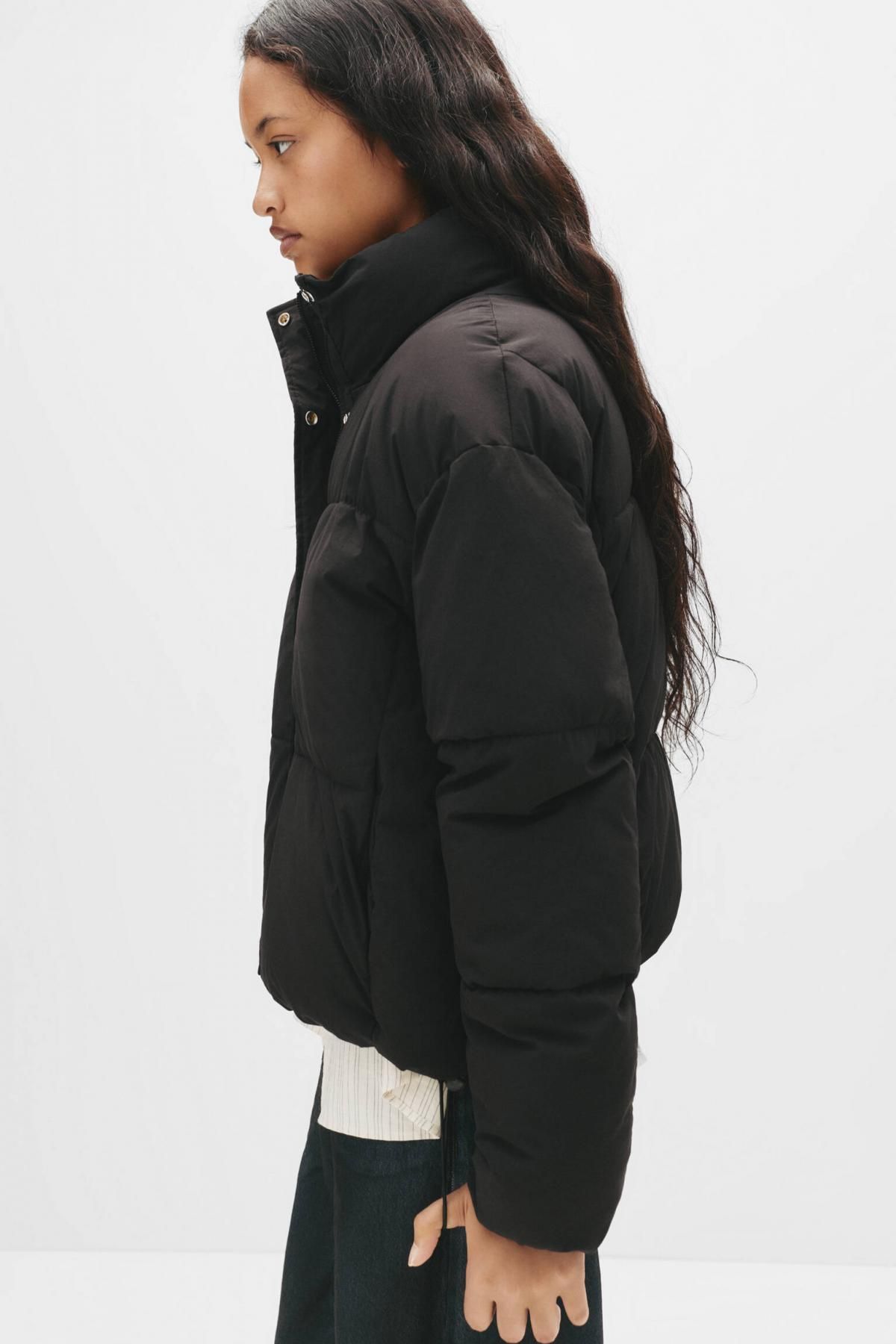 풀앤베어 테크니컬 하이넥 크롭 숏 패딩 7700/313 BLACK - 상세 이미지 5