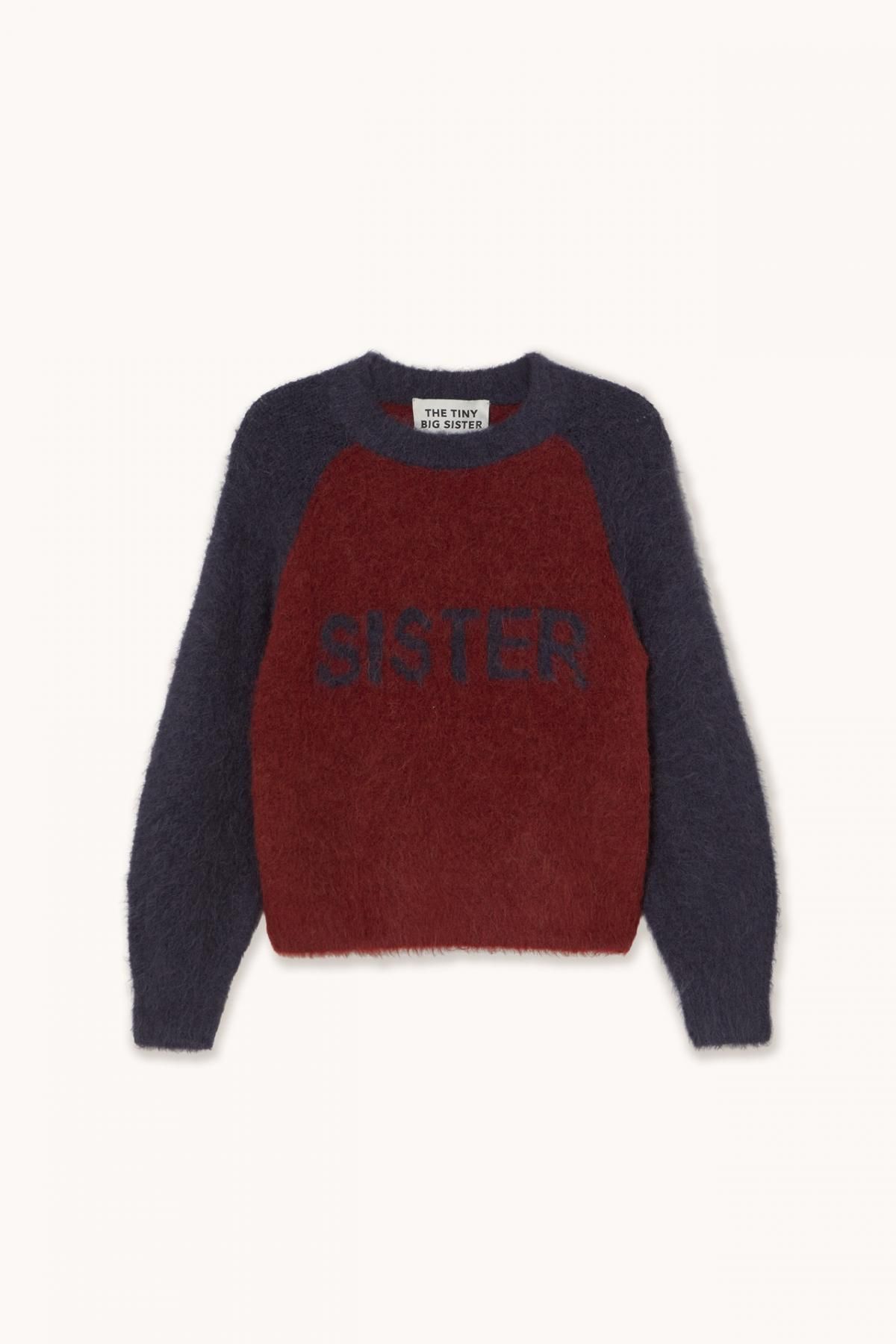 타이니코튼 컬러블록 버건디 네이비 라운드넥 니트 스웨터 AW25-671S21 ONE COLOR - 상품 이미지