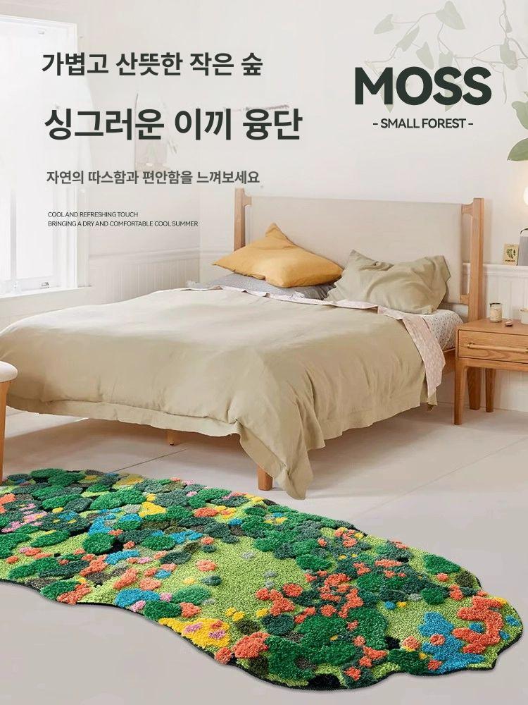 이끼러그 꽃밭 침실 플라워 원룸 북유럽 발매트 자수 잔디러그 안방 인테리어 잔디밭 06 80x180cm 사이즈 참고 - 상세 이미지 3