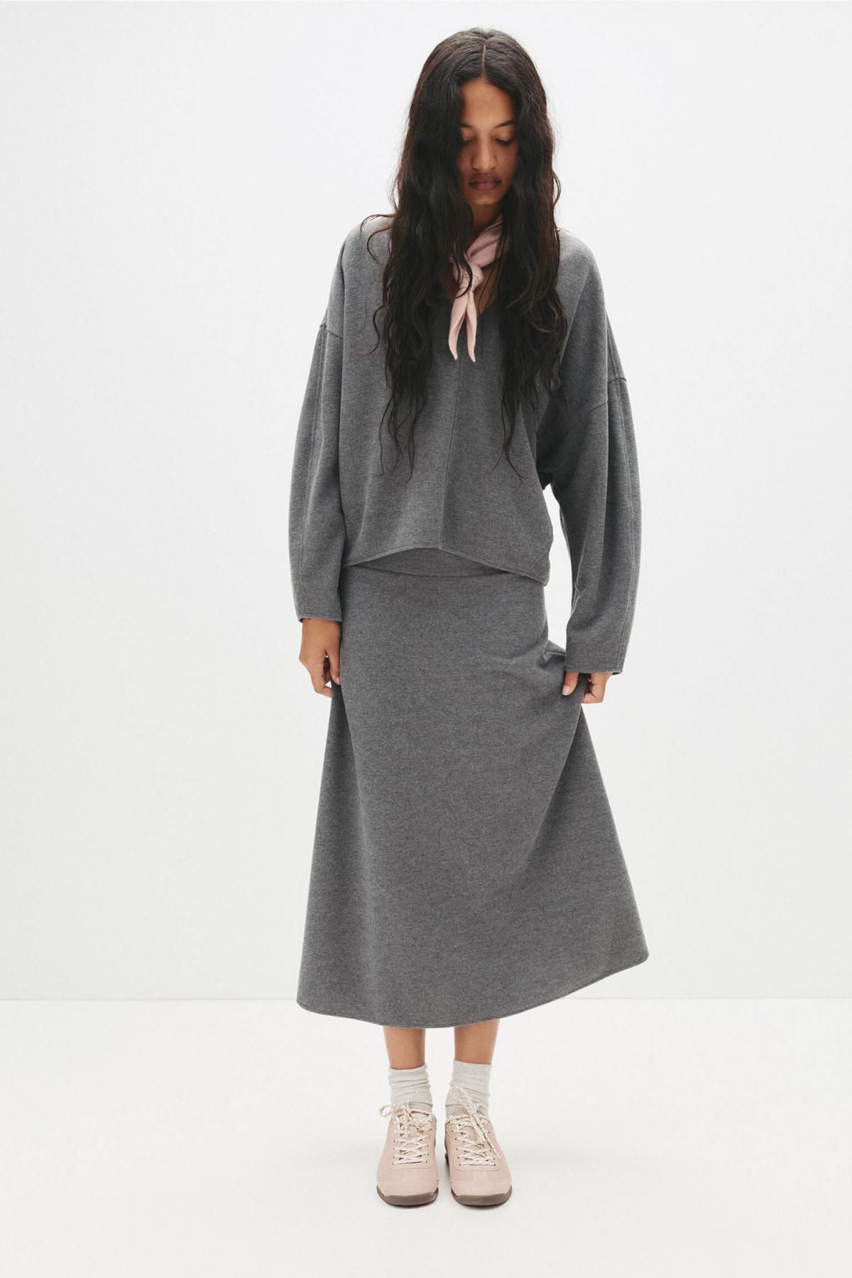풀앤베어 소프트터치 프릴 밴딩 미디 스커트 7400/341 MEDIUM GREY - 상세 이미지 2