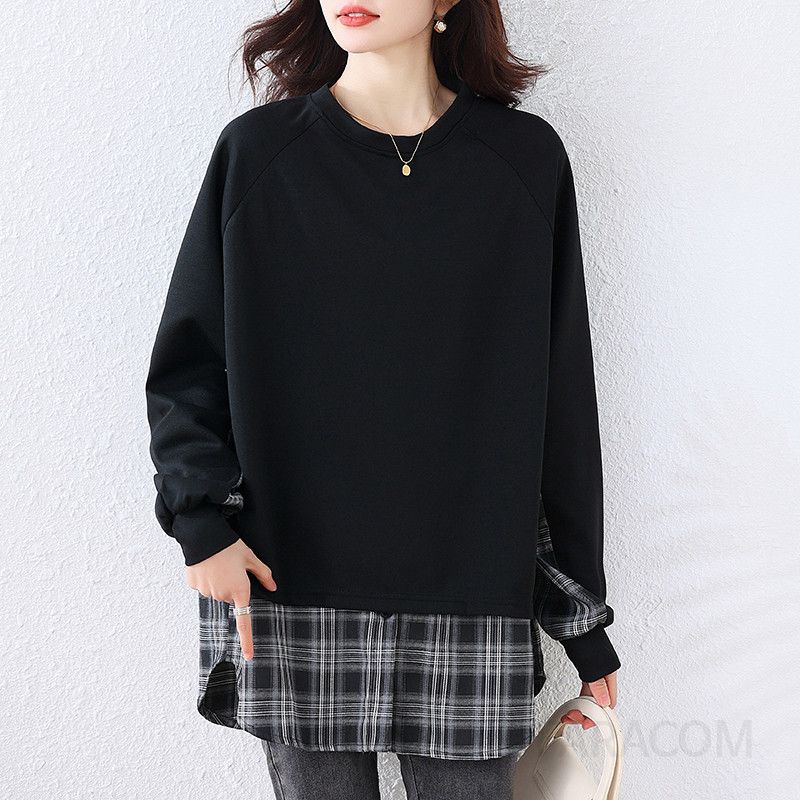 기모 안감 여성 오버핏 맨투맨 티셔츠 가을 겨울용 따뜻한 착용감 캐주얼 스타일 데일리 라운드넥 상의 편안한 외출용 - 상세 이미지 2