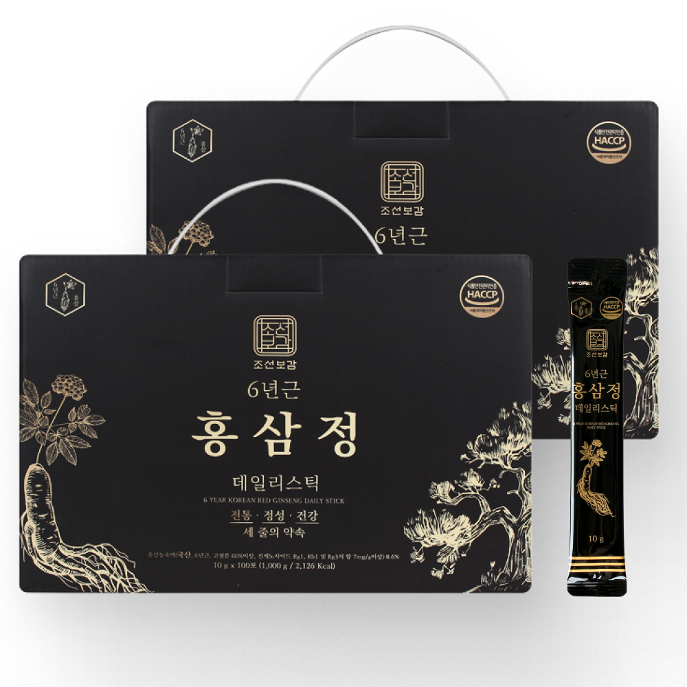 조선보감 홍삼스틱 6년근 홍삼정 데일리스틱 100포, 2개 - 상품 이미지