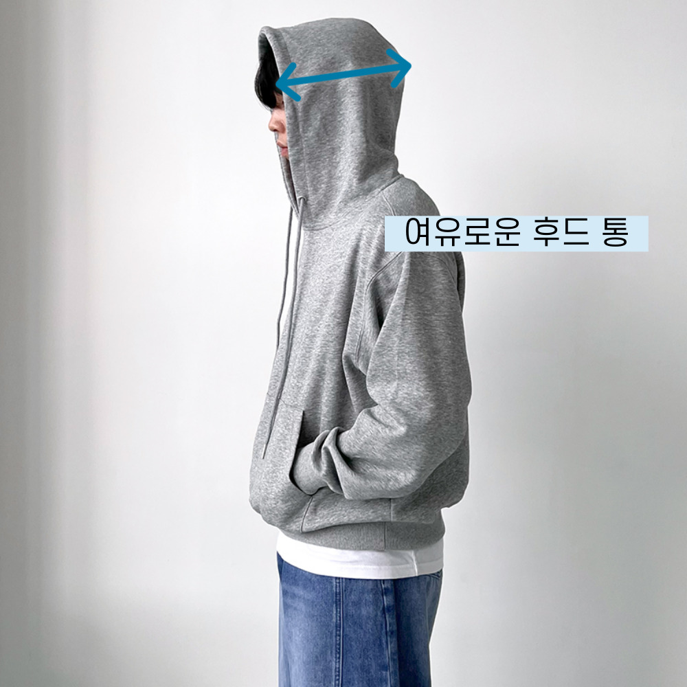 1+1 무지후드티 오버핏후드티 남자크롭후드 - 상세 이미지 3