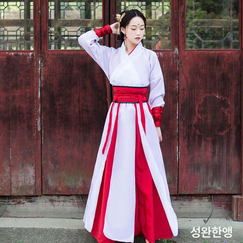 난타복 난타의상 무대 공연복 레드 화이트 바지 5피스 레드 손목 S 155-160cm 90-100파운드 - 상세 이미지 2