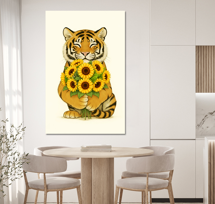 꽃 호랑이 그림 해바라기 모란꽃 거실 카페 인테리어 액자 2세트소형 - 상세 이미지 5