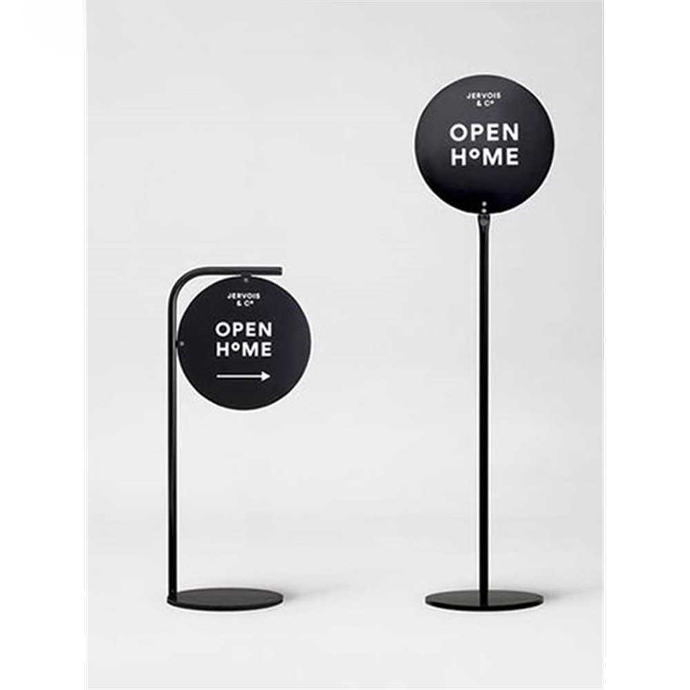 원형 철제 스텐 간판 방향판 카페 상점 입구 안내판 원형 30x120cm - 상세 이미지 5