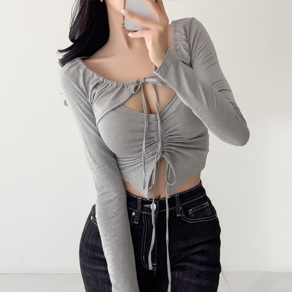 세뮤즈 레이어드 티셔츠 긴팔 셔링 AA1749 - 상세 이미지 3