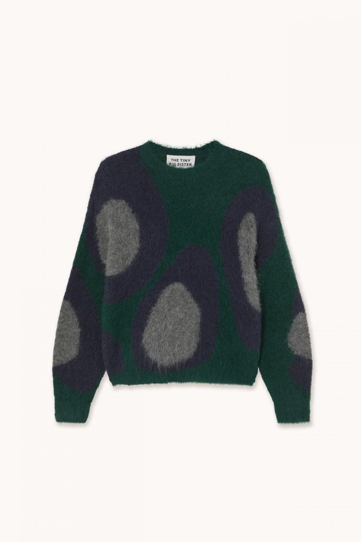 타이니코튼 애니멀 프린트 라운드넥 다크그린 니트 스웨터 AW25-663M22 ONE COLOR - 상품 이미지