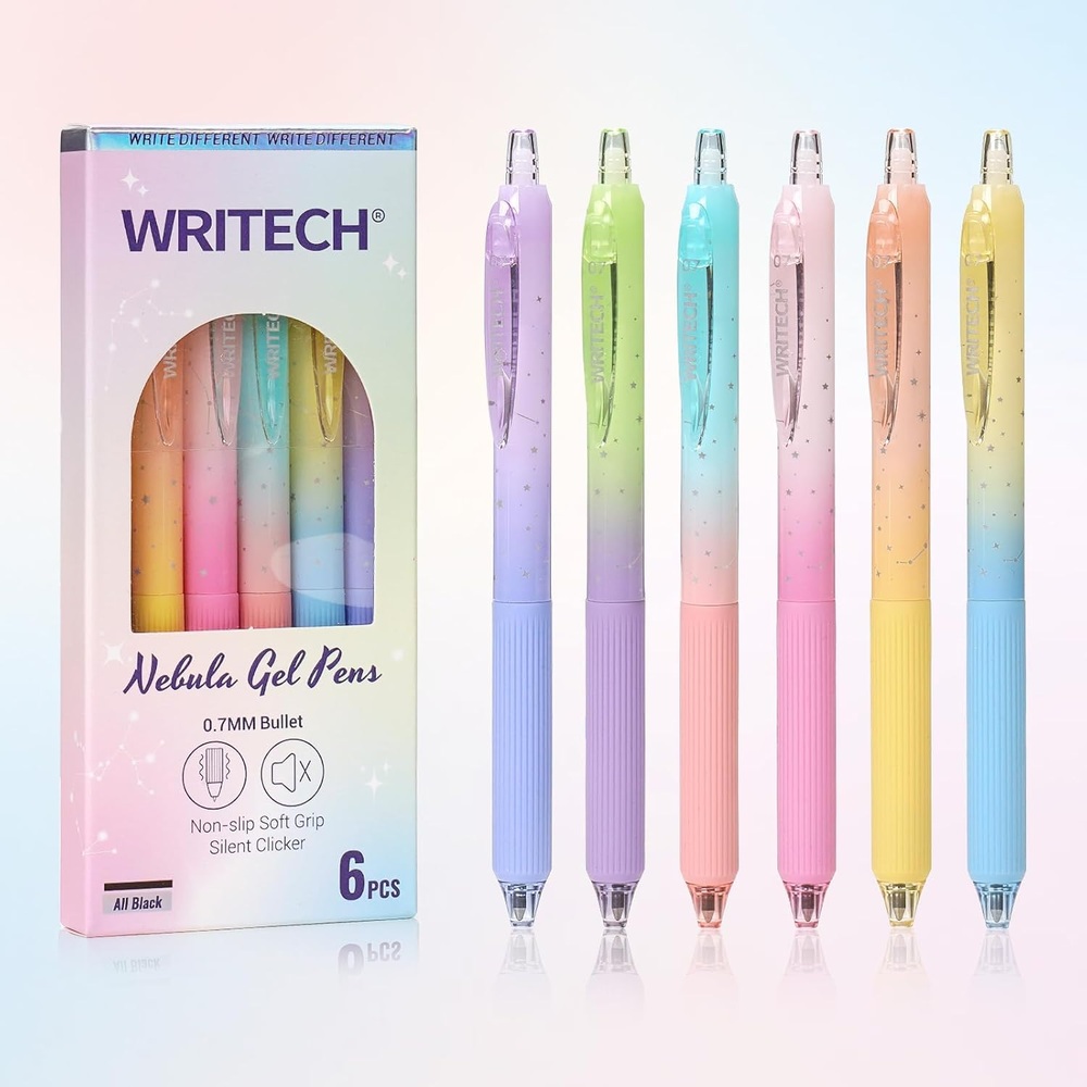 WRITECH 노트필기 젤펜 0.7mm 검정 6개세트 멀티컬러 - 상품 이미지