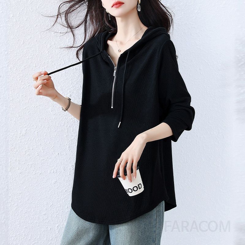 기모 루즈핏 여성후드티 가을 겨울 데일리 따뜻한 착용감 편안한 스타일링 가능한 캐주얼 솔리드 컬러 스웨트셔츠 뚱뚱한 여자를 위한 날씬한 외출용 상의 - 상세 이미지 2