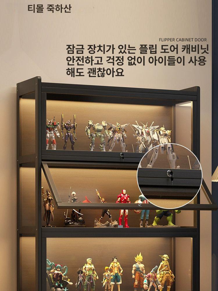 아크릴 피규어 장식장 정리대 정리함 진열장 가챠 전시 진열대 투명 피규어진열 레고진열 5단 50cm 블랙 - 상세 이미지 2