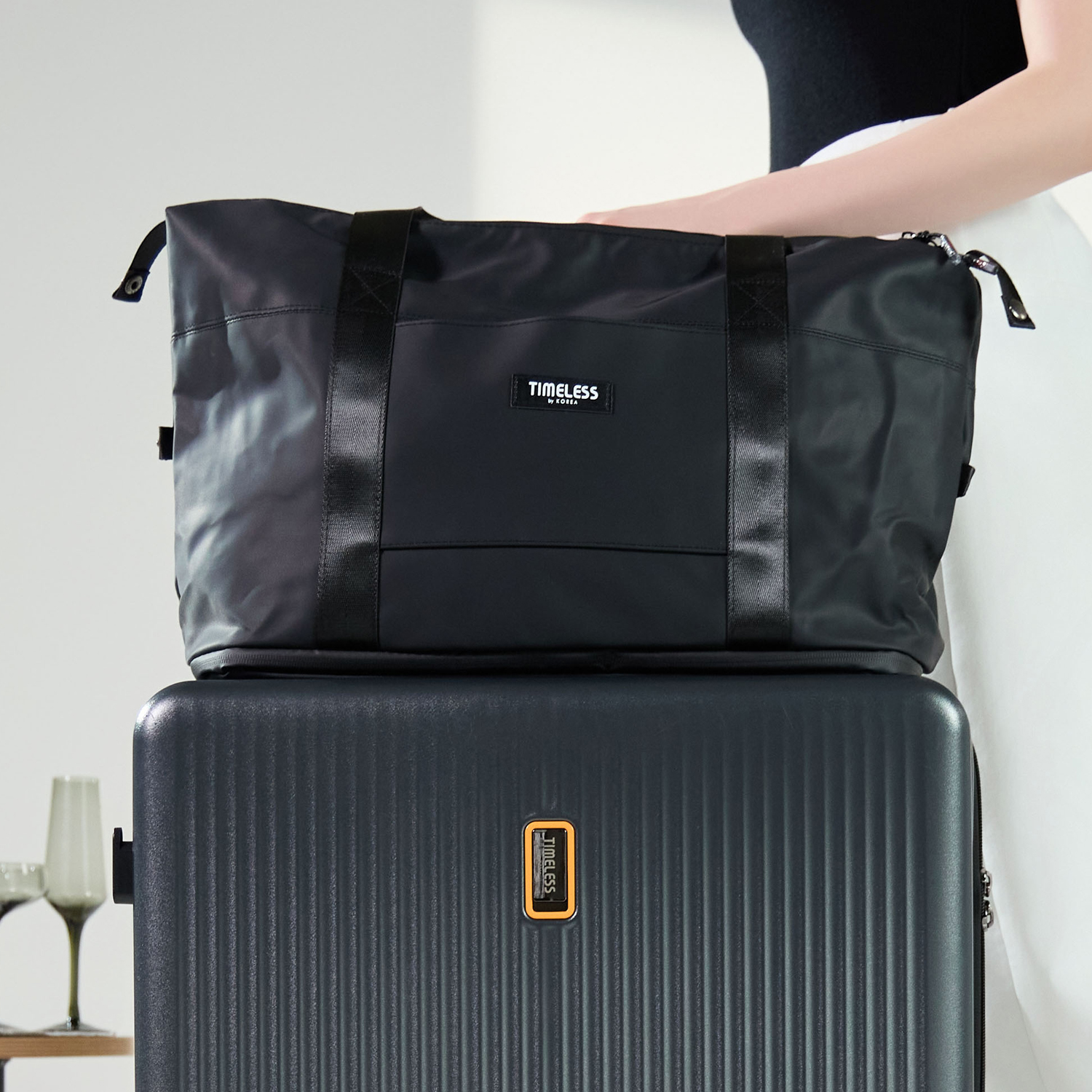 타임리스 폴더백 여행용 보스턴백 캐리어 결합 확장형 보조 가방