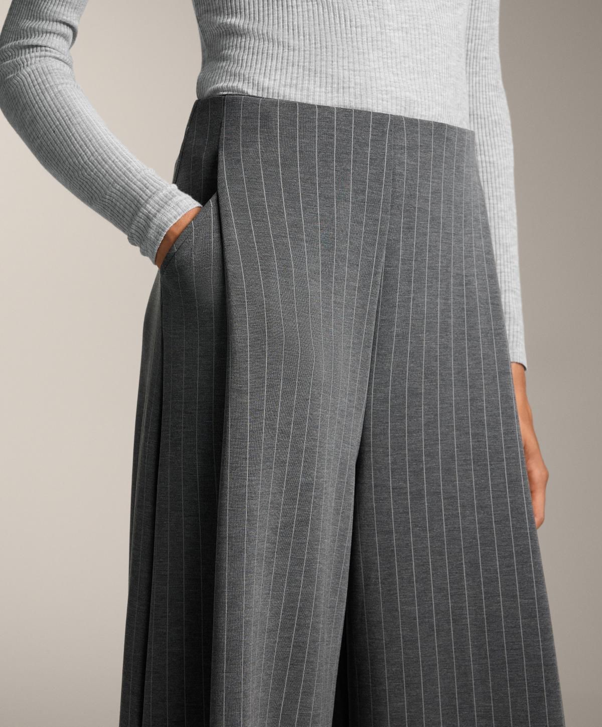 오이쇼 소프트 모달 와이드핏 스트라이프 팬츠 4040/791 DARKGREY - 상세 이미지 4