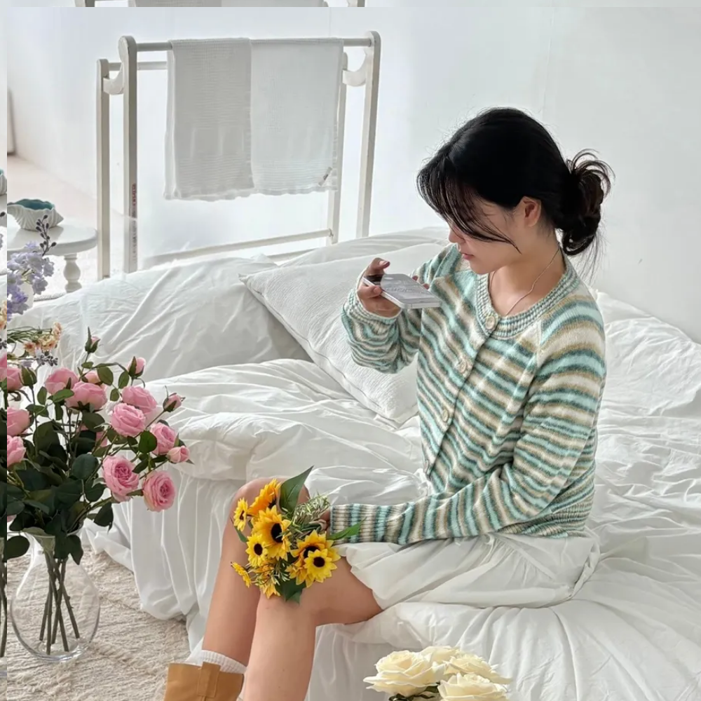 알파카가디건 배색가디건 핑크카디건 - 상세 이미지 3