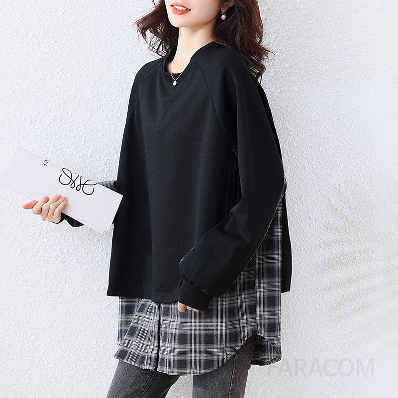 기모 안감 여성 오버핏 맨투맨 티셔츠 가을 겨울용 따뜻한 착용감 캐주얼 스타일 데일리 라운드넥 상의 편안한 외출용 - 상세 이미지 3