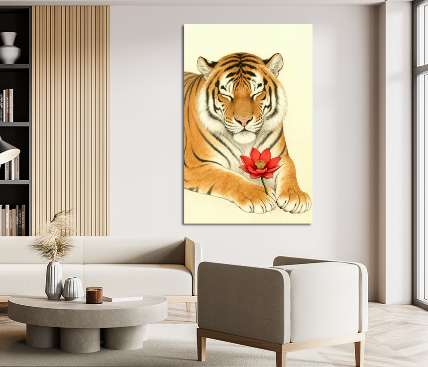 꽃 호랑이 그림 해바라기 모란꽃 거실 카페 인테리어 액자 2세트소형 이미지 6