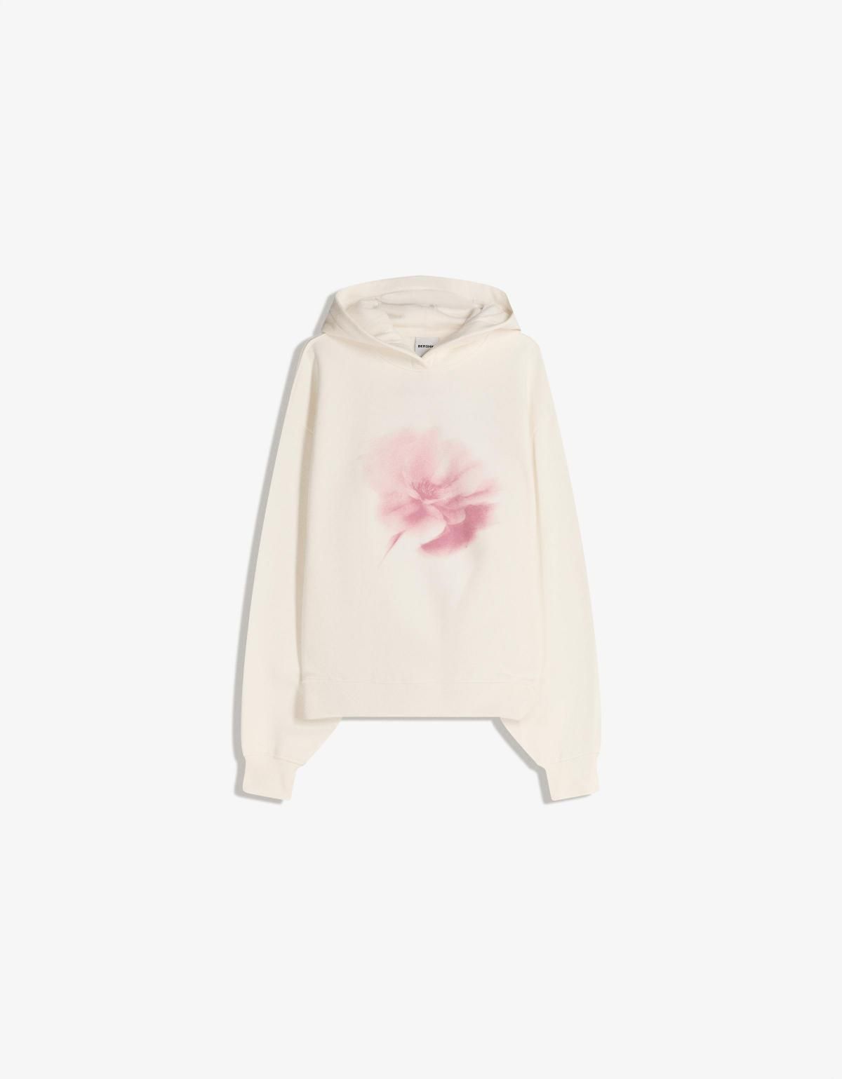 버쉬카 프린트 아이보리 오버핏 후드티 7090/187 CREAM - 상품 이미지