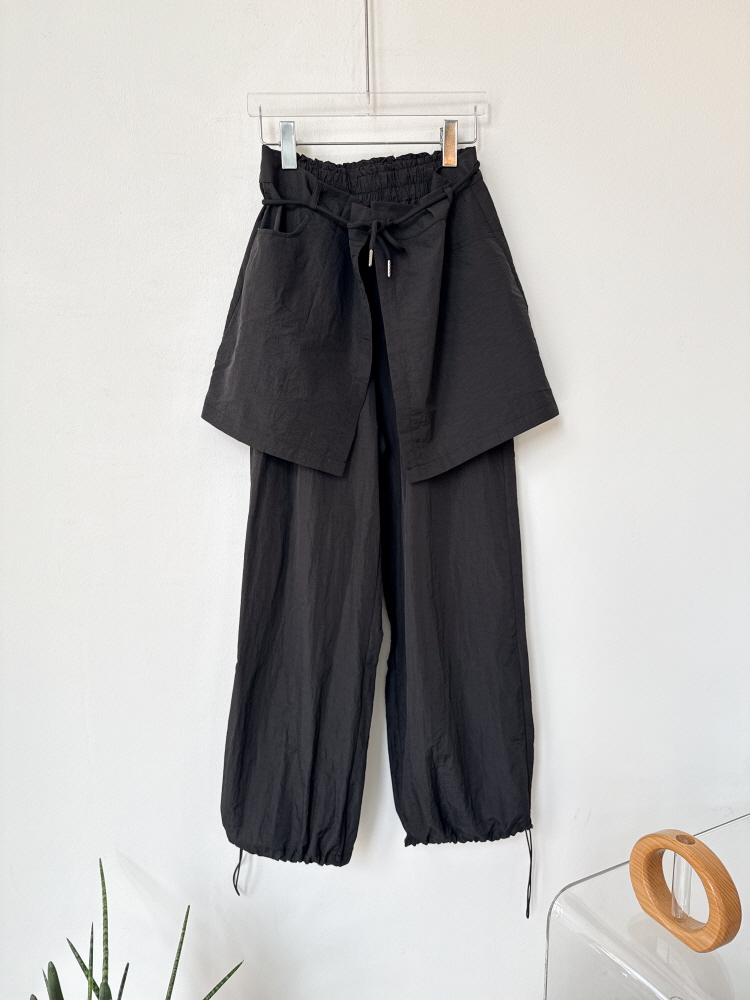 투웨이 랩스커트 트랙 바스락 조거 와이드 치마바지 - 상세 이미지 3