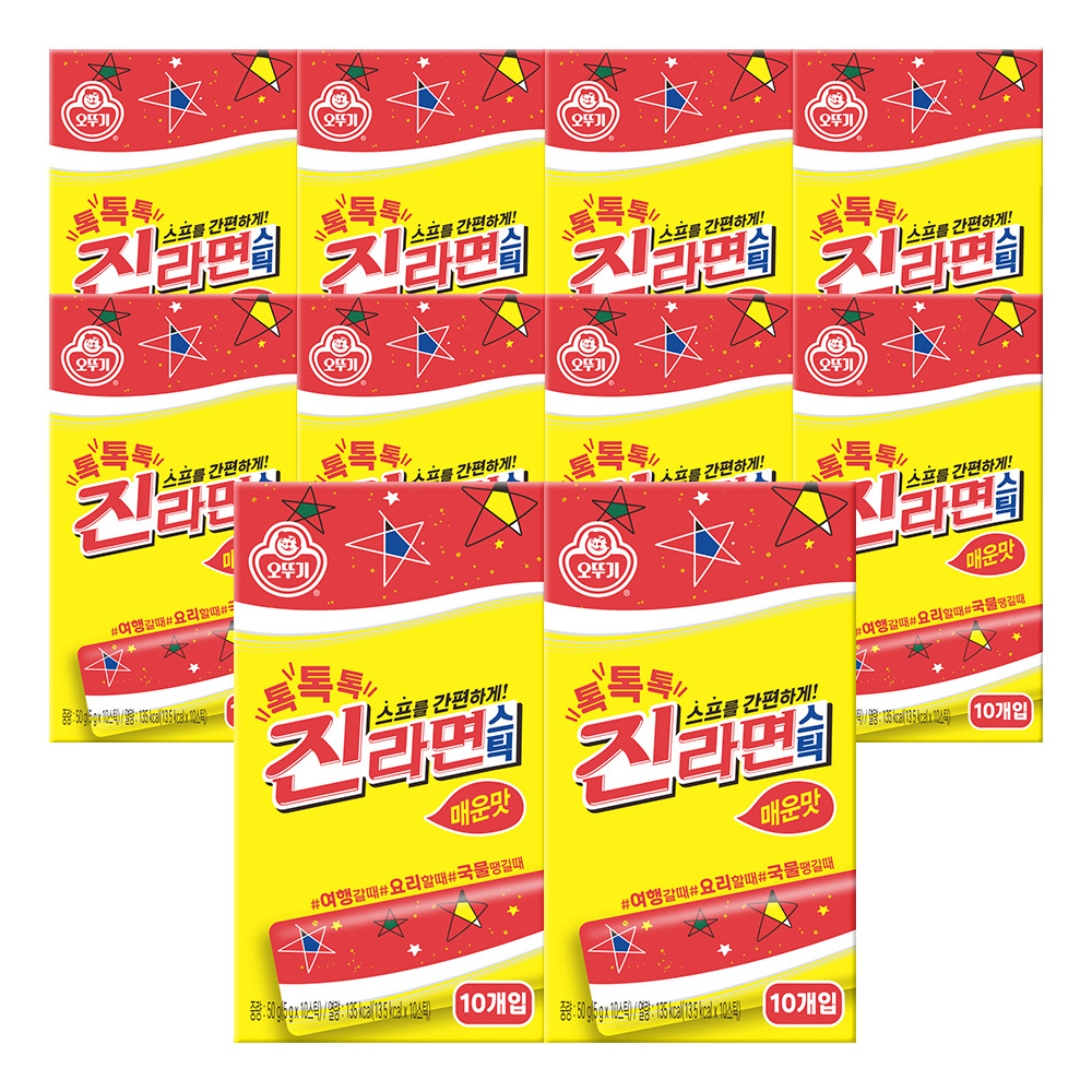 오뚜기 톡톡톡 진라면 스틱 매운맛 50g, 10개 - 메인 이미지