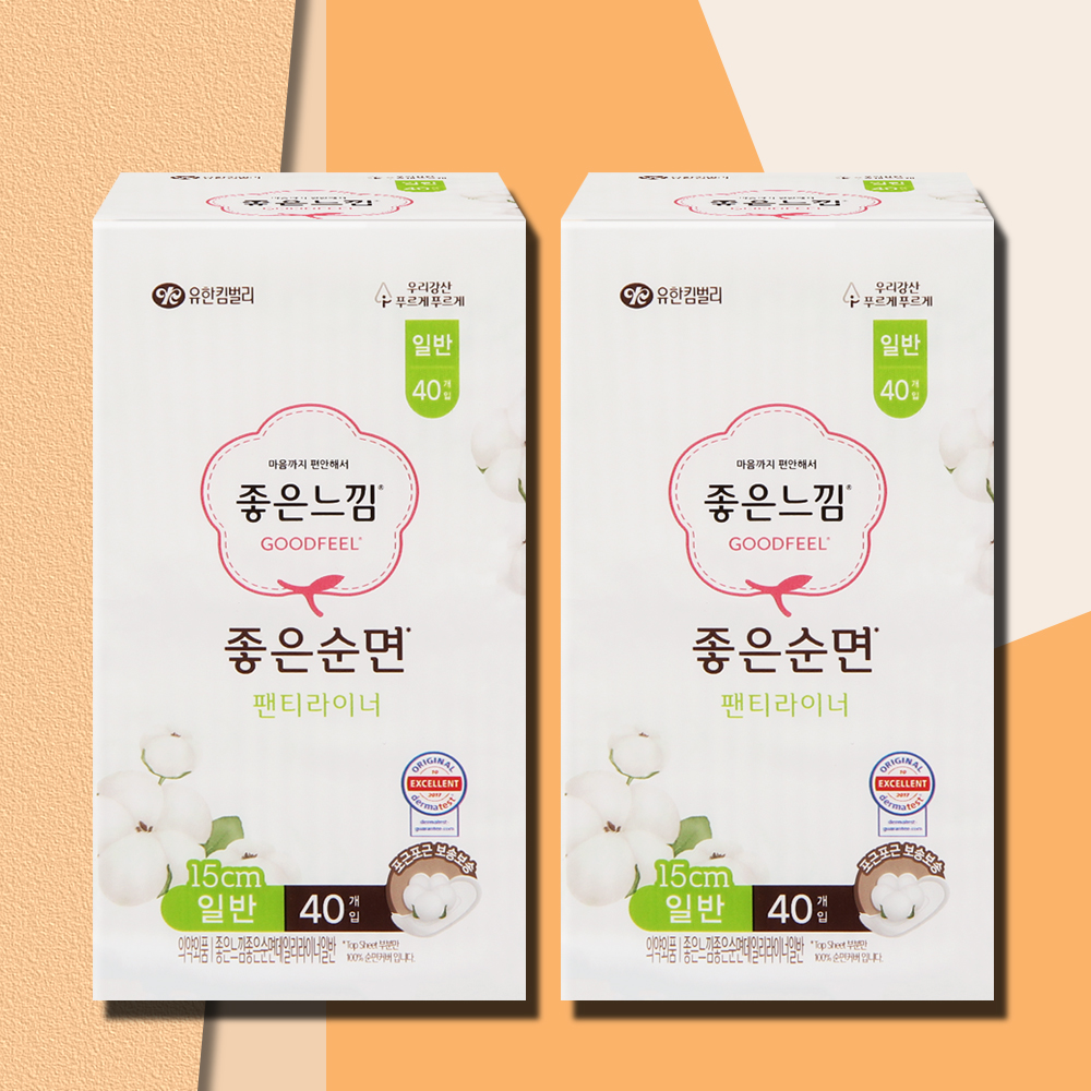 좋은느낌 좋은순면 팬티라이너 일반 40매 2팩 