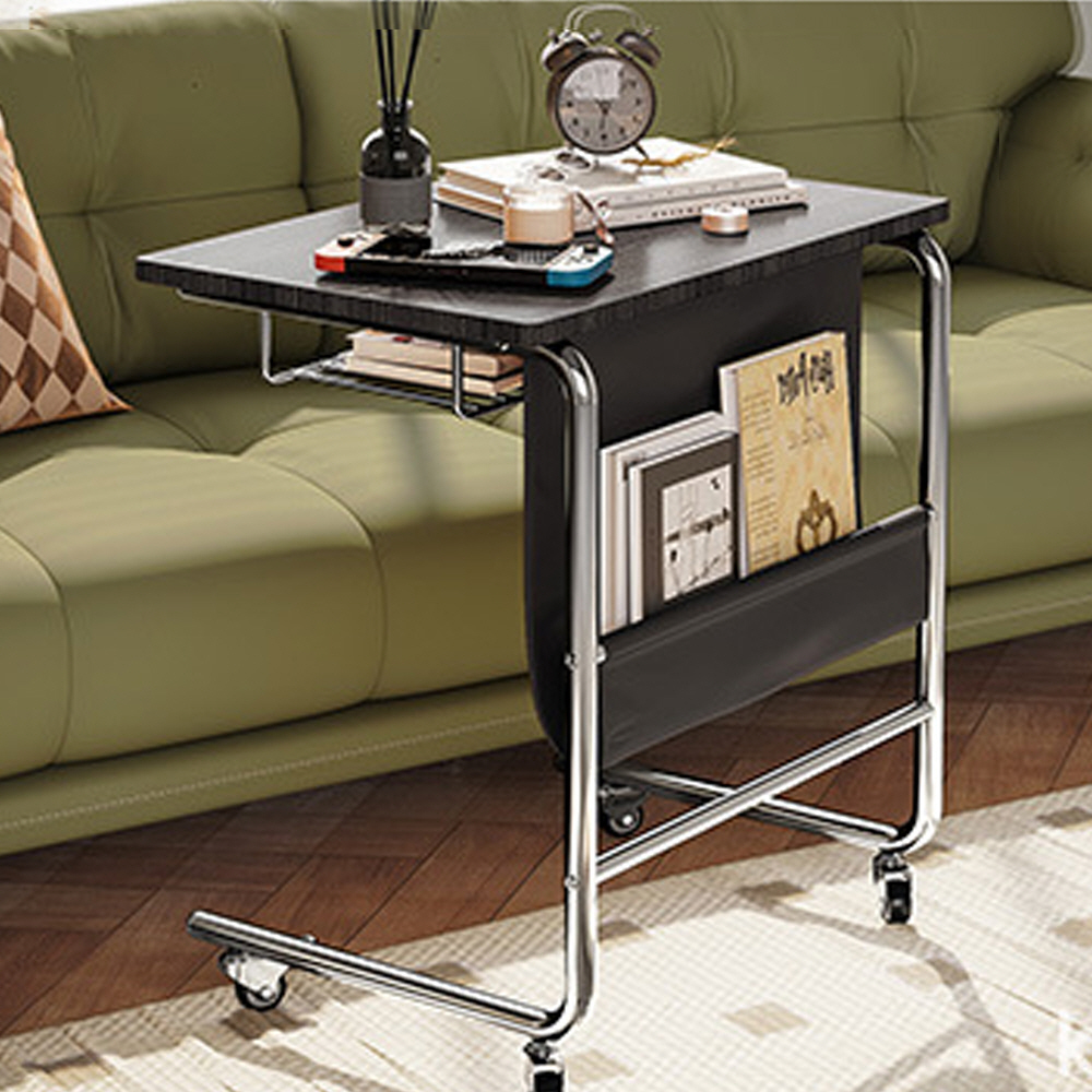 소파옆 티테이블 소파사이드테이블 이동식 거실 철제 수납형 블랙