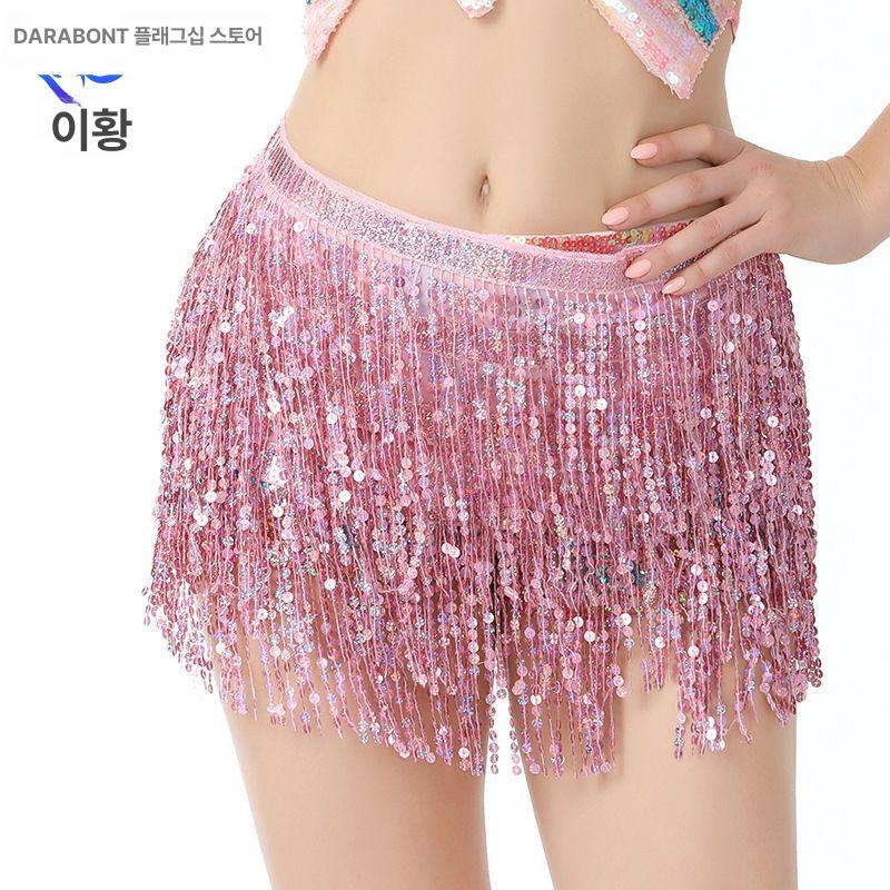 밸리댄스의상 스팽글 힙스카프 힙 벨리 스커트 치마 실버 1cm - 상세 이미지 2