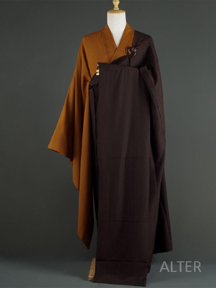 갈옷 승려복 장삼 승복 남자 개량 법복 생활 한복 목란색+넓은 소매 해청 39 (키 160cm) - 상세 이미지 3