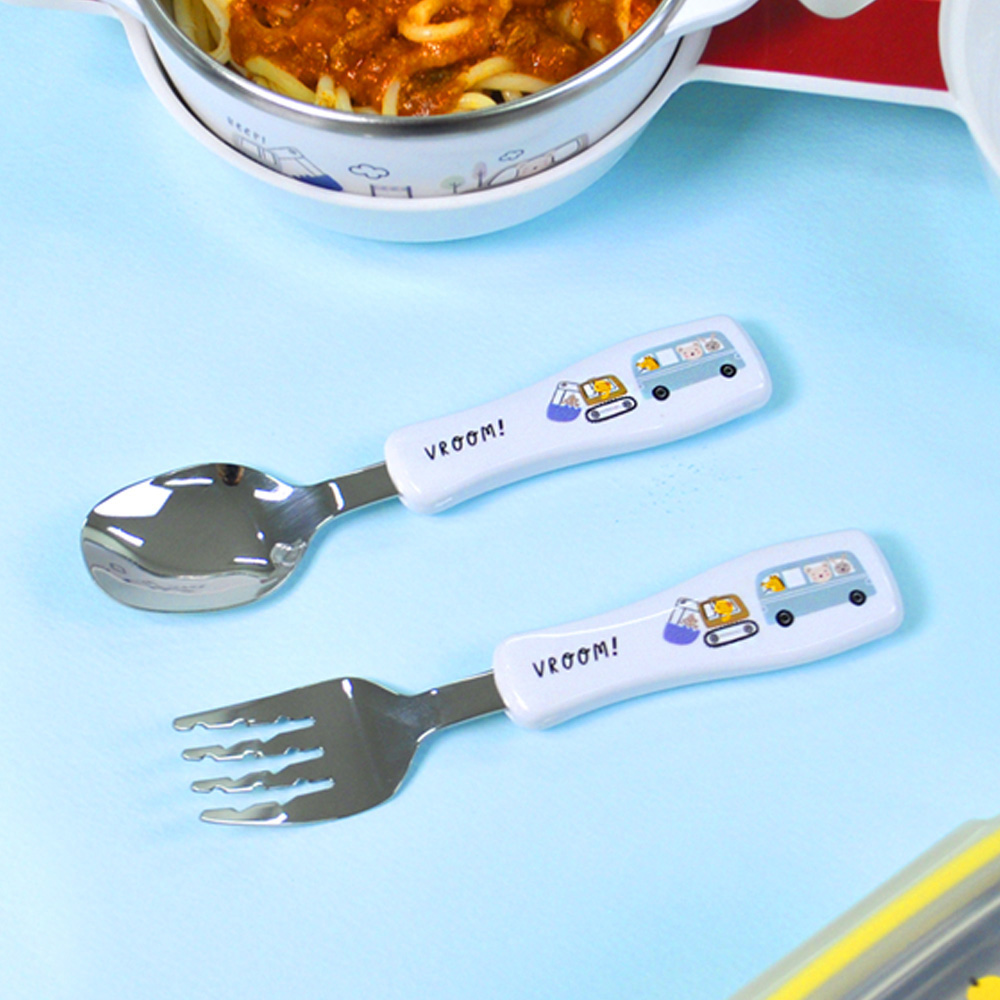 키친유 키즈부릉 자동차 스텐 아기 스푼포크 젓가락 케이스 세트 유아 숟가락 어린이집 준비물