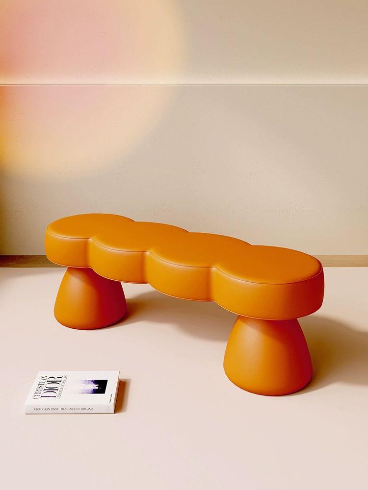 감성 벤치 구름 카페 벤치의자 구름소파 가죽 80cm 벤치 오프화이트 램스울 - 상세 이미지 4